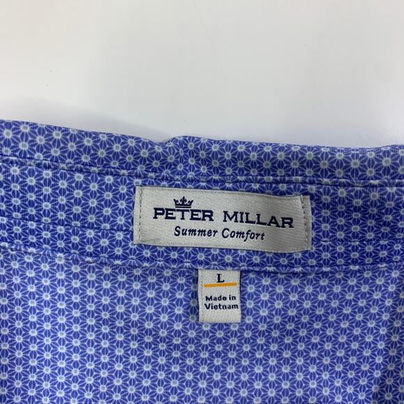 Peter Millar Shirt Mens L Large Blue Summer Comfort Sport Harlow Printed Jersey - Picture 5 of 11